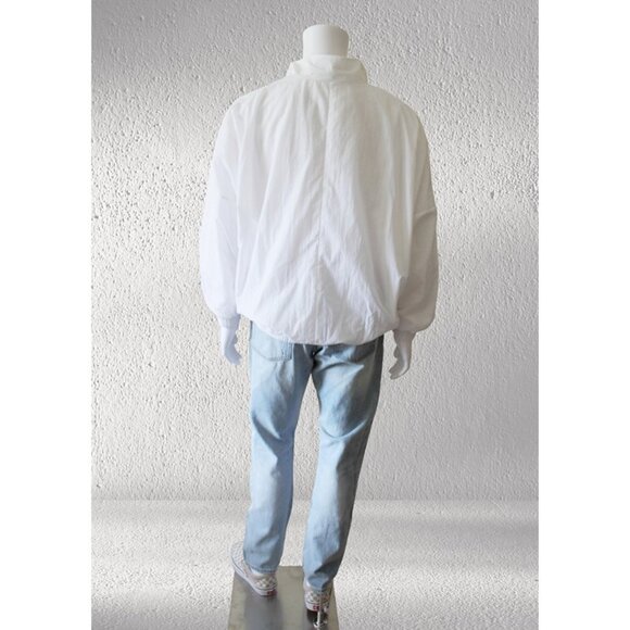 nwot NIKE Swoosh Sportswear Essential Woven Jacket in White/Black (Unisex L) - Picture 3 of 11